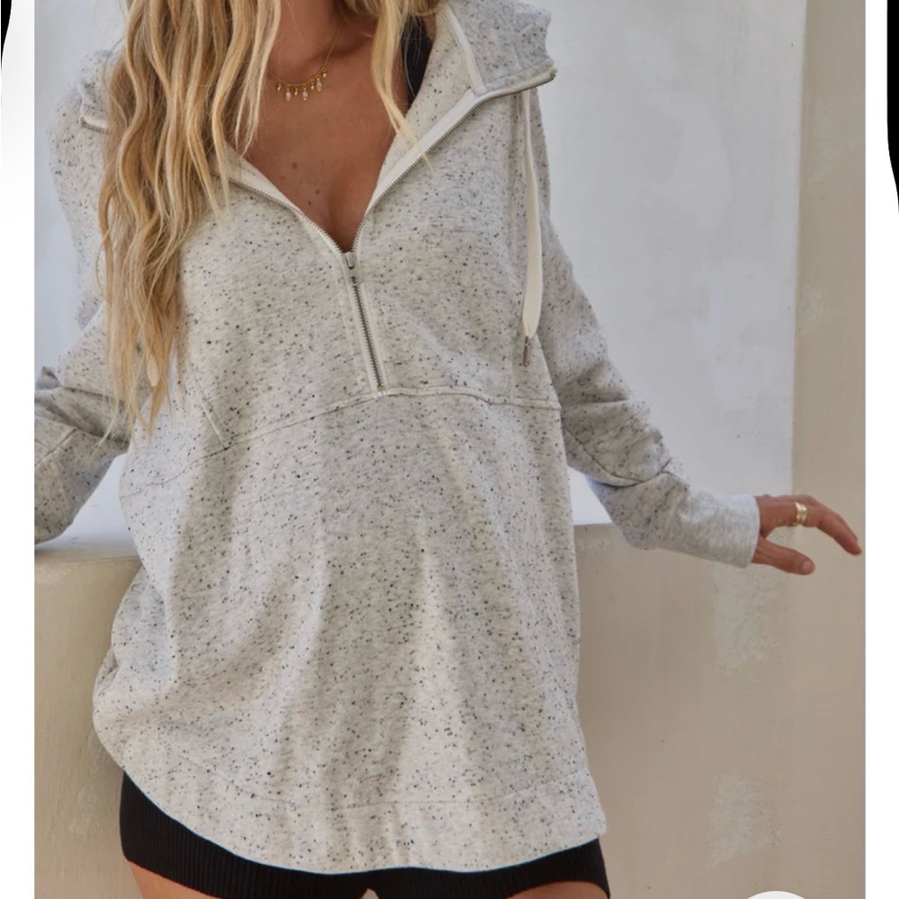Bae. The Label Run With Me Heather Gray Zip-Up Hoodie - Picture 3 of 7